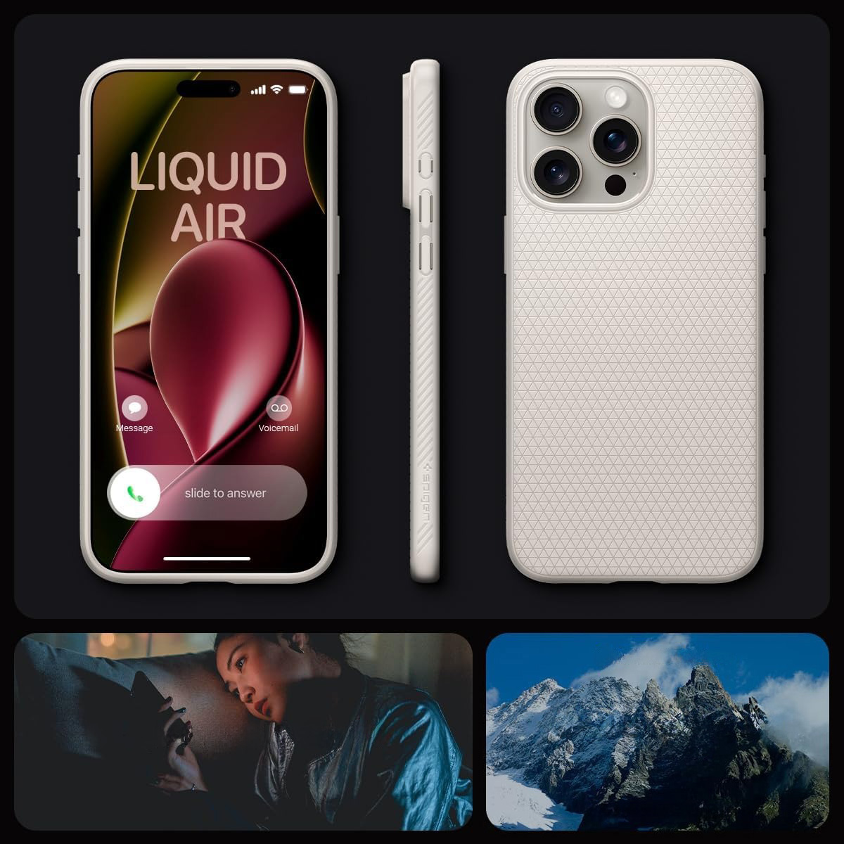 Etui Spigen Liquid Air do Apple iPhone 15 Pro, beżowe